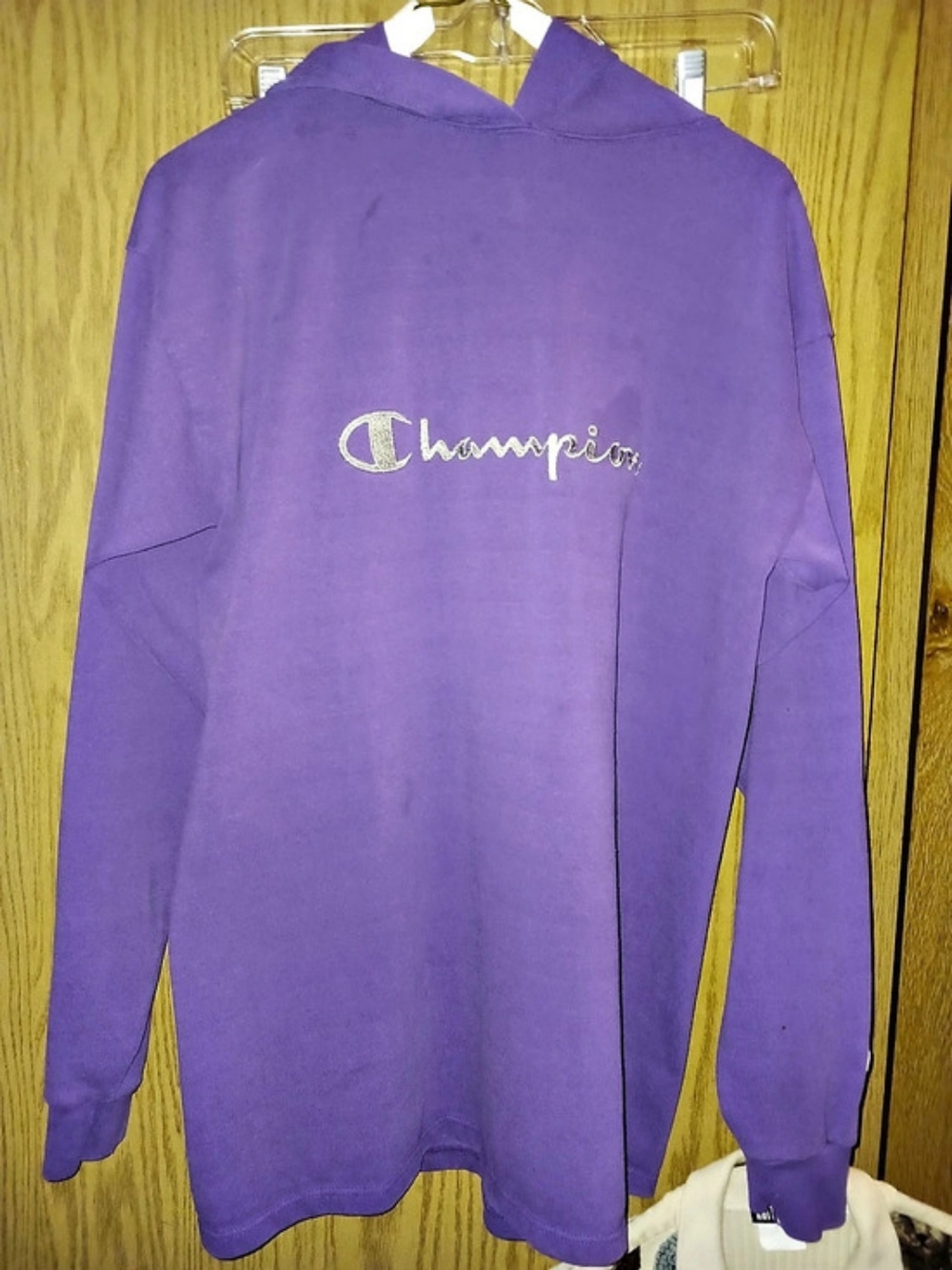Champion Script Logo Pullover Hoodie Purple